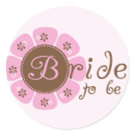 Pink and Brown Flower Bride to Be Tshirts Classic Round Sticker