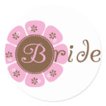 Pink and Brown Flower Bride Tshirts and Gifts Classic Round Sticker