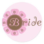 Pink and Brown Flower Bride Tshirts and Gifts Classic Round Sticker