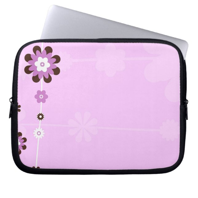 Pink and Brown Flower Laptop Sleeve (Front)