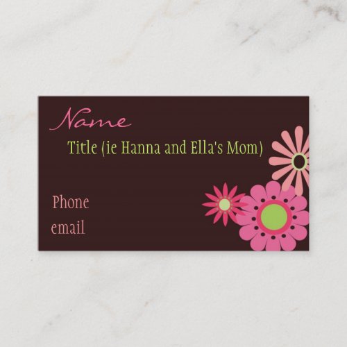 Pink and Brown Flowers Mommy Card Business Card Templates
