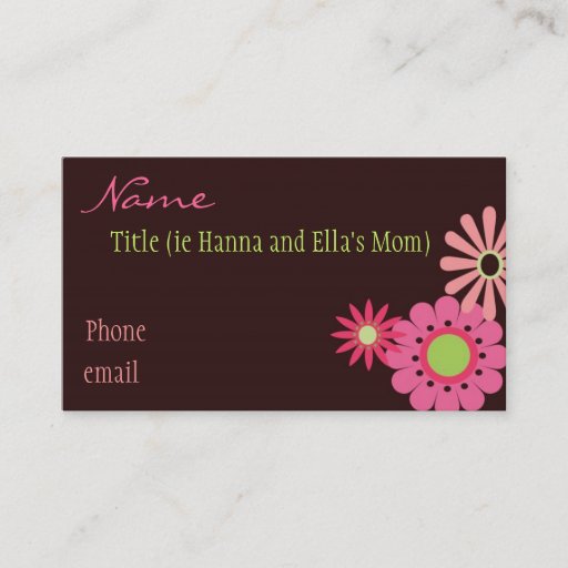 Customizable Pink and Brown Flowers Mommy Card Business Card Templates