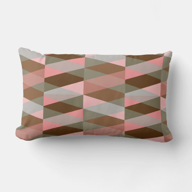 pink and brown  geometric figure patterns lumbar pillow (Front)