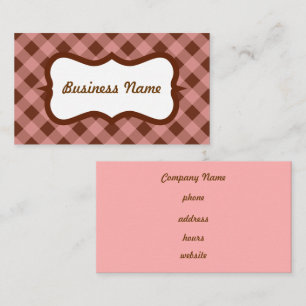 Pink and Brown Gingham Business Card
