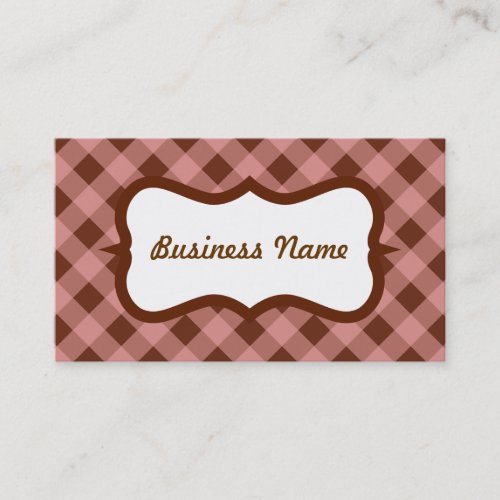 Pink and Brown Gingham Business Card