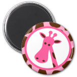 Pink And Brown Giraffe Spots And Giraffe Head Magnet at Zazzle