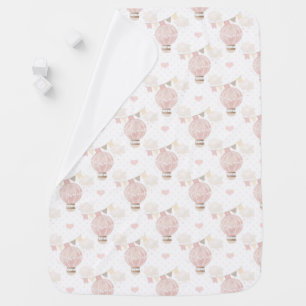 Pink and Brown Hot Air Balloons Baby Blanket