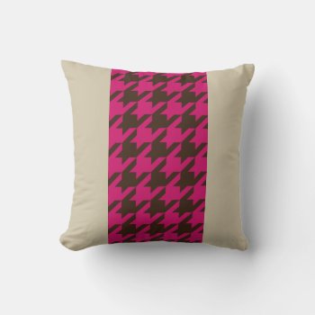 Pink And Brown Houndstooth With Monogram Throw Pillow by TintAndBeyond at Zazzle
