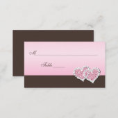 Pink and Brown Joined Hearts Place Cards (Front/Back)