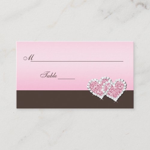 Pink and Brown Joined Hearts Place Cards Business Cards