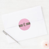 Pink and Brown Kanji Love 1.5" Round Sticker (Envelope)