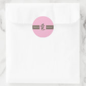 Pink and Brown Kanji Thank You 1.5" Round Sticker (Bag)