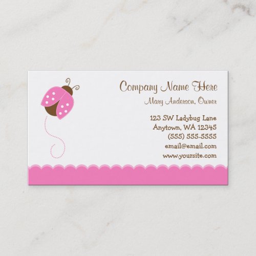 Pink and Brown Ladybug Business Card Templates