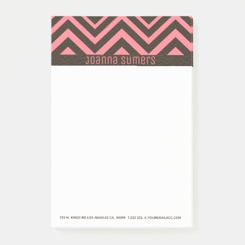 Pink And Brown Leather Chevron Post_it Notes