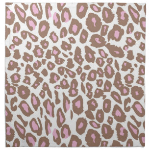 Pink and Brown Leopard Print Cloth Napkin