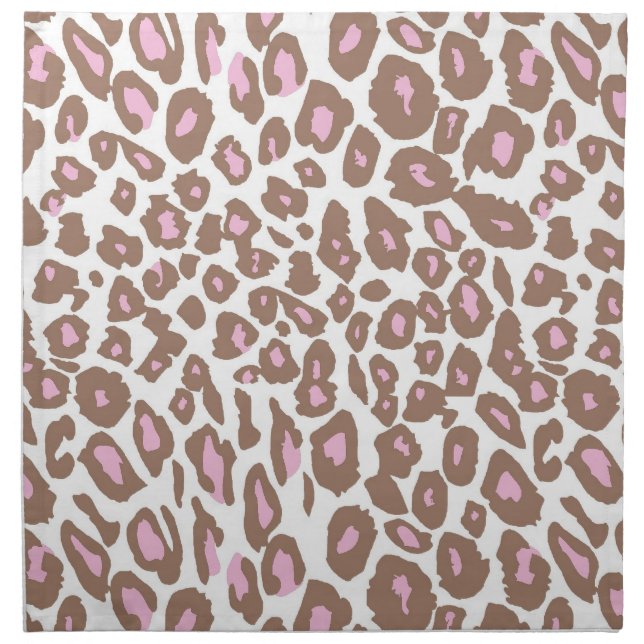 Pink and Brown Leopard Print Cloth Napkin (Front)
