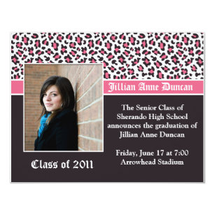 pink leopard graduation invitations zazzle
