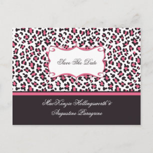 Pink and Brown Leopard Save The Date Announcement Postcard
