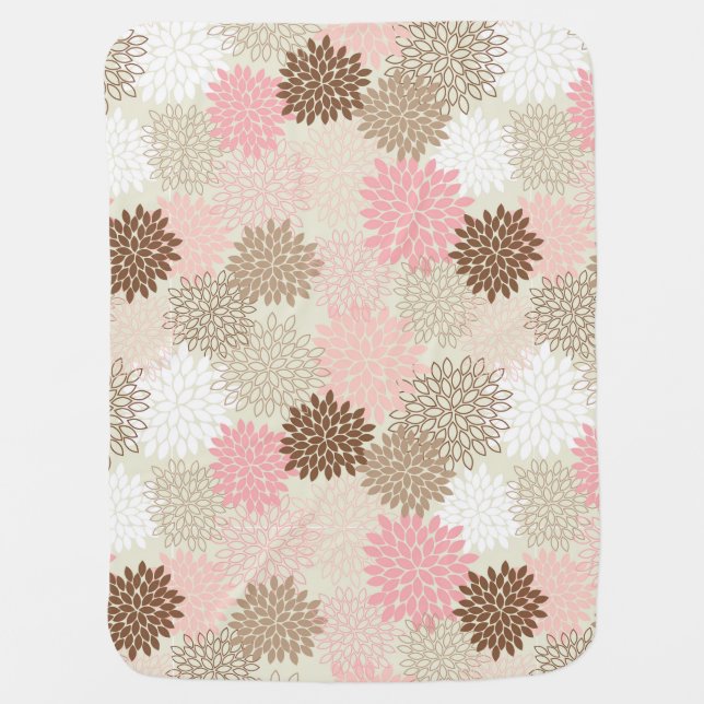 Pink And Brown Mum Pattern Baby Blanket (Front)