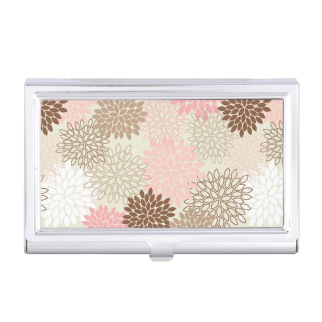 Pink And Brown Mum Pattern Case For Business Cards (Front)