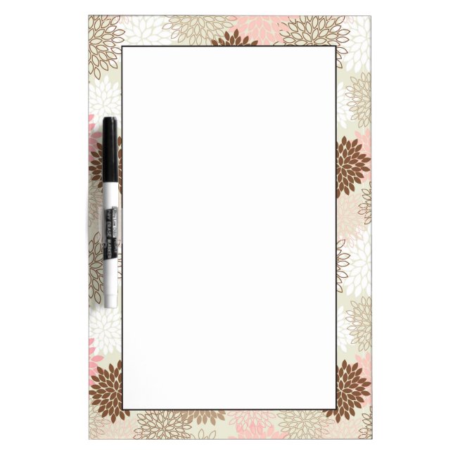 Pink And Brown Mum Pattern Dry-Erase Board (Front)