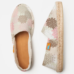 Pink And Brown Mum Pattern Espadrilles
