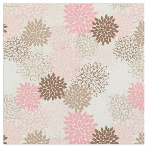 Pink And Brown Mum Pattern Fabric