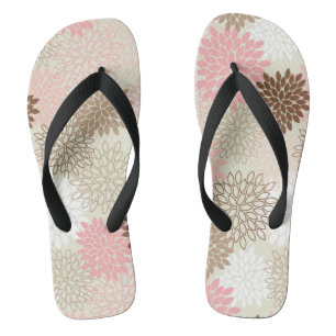 Pink And Brown Mum Pattern Flip Flops
