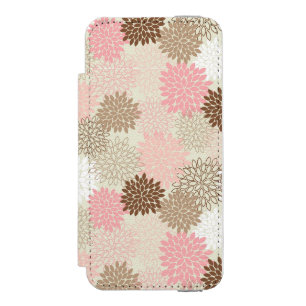Pink And Brown Mum Pattern iPhone SE/5/5s Wallet Case