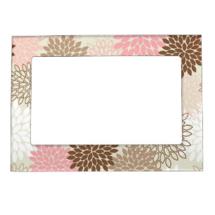 Pink And Brown Mum Pattern Magnetic Photo Frame