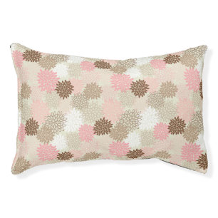 Pink And Brown Mum Pattern Pet Bed