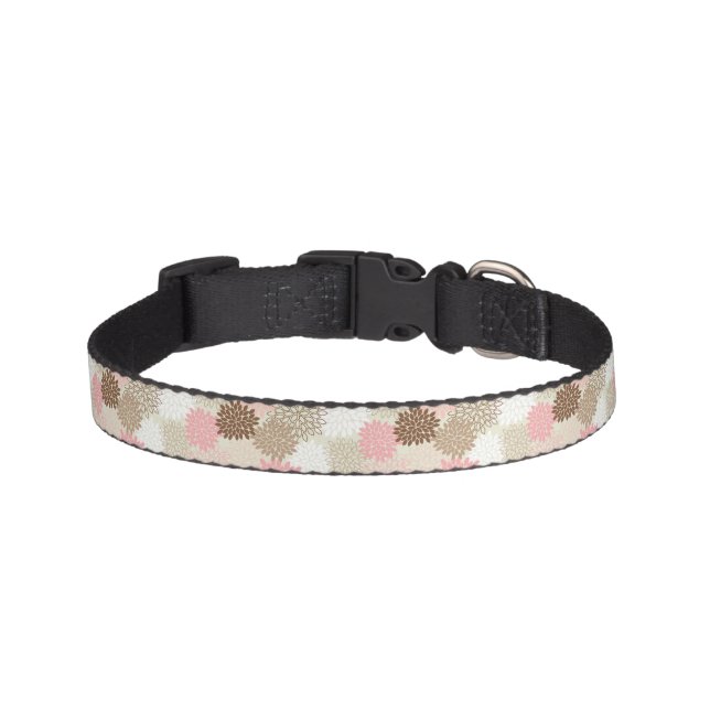 Pink And Brown Mum Pattern Pet Collar (Front)