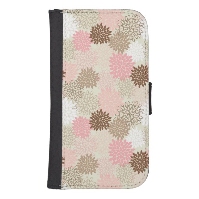 Pink And Brown Mum Pattern Samsung Galaxy Wallet Case (Front)