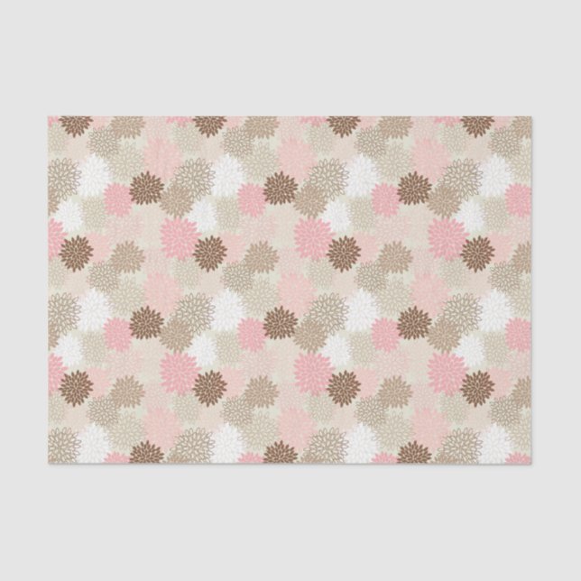 Pink And Brown Mum Pattern Tissue Paper (Front)