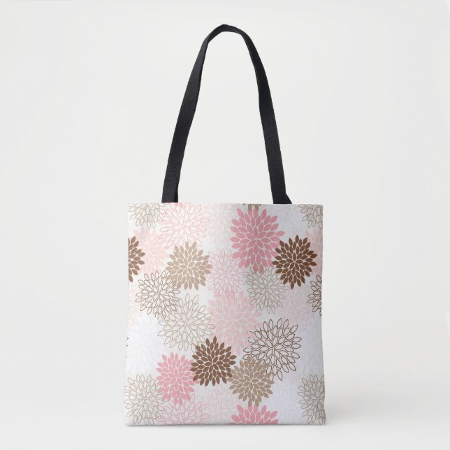 Pink And Brown Mum Pattern Tote Bag (Front)