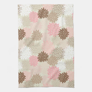 Pink And Brown Mum Pattern Towel
