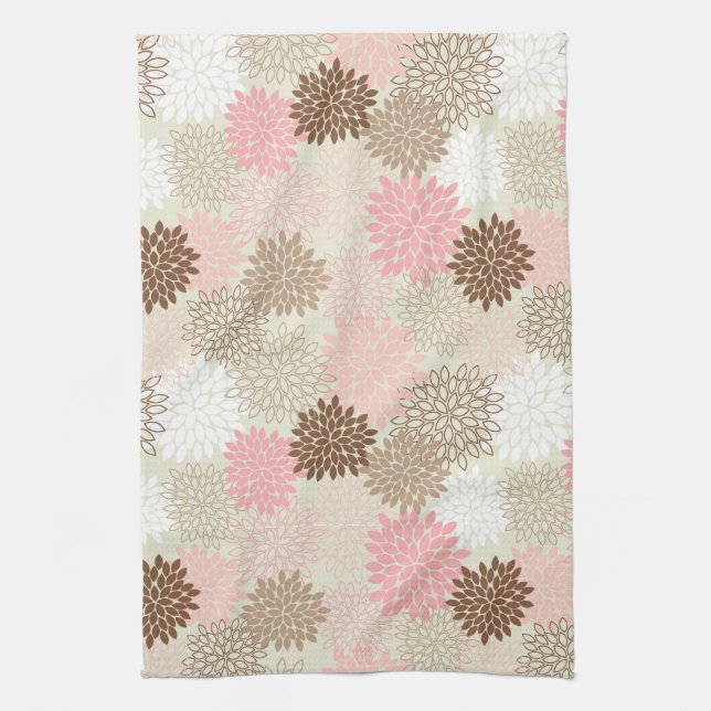 Pink And Brown Mum Pattern Towel (Vertical)