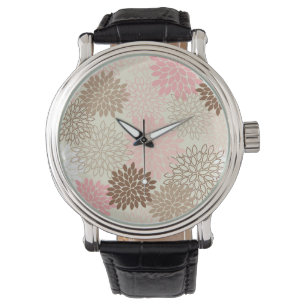 Pink And Brown Mum Pattern Watch