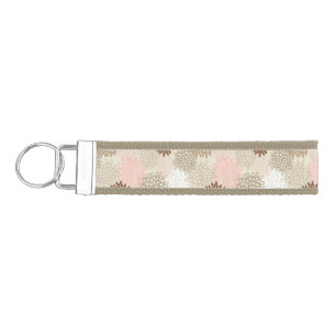 Pink And Brown Mum Pattern Wrist Keychain