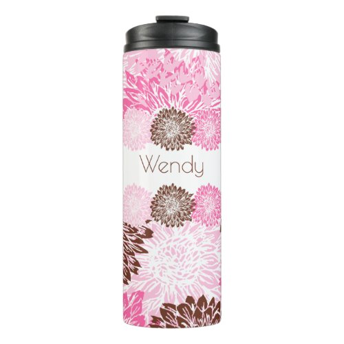 Pink and Brown Mums Thermal Tumbler