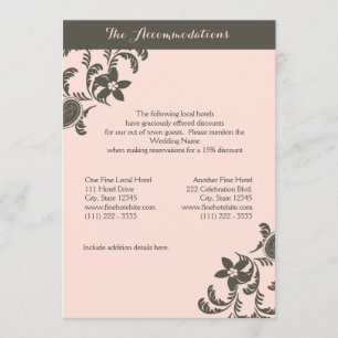 Pink and Brown Paisley Floral Accommodations Invitation
