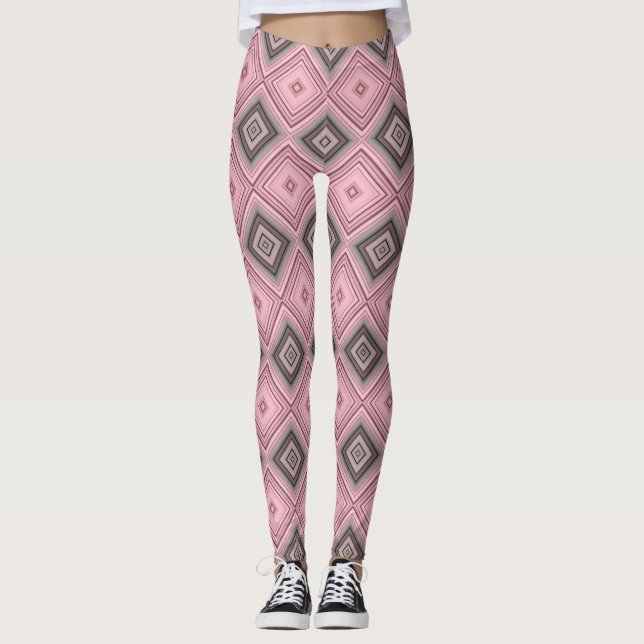 Pink and Brown Pattern Leggings (Front)