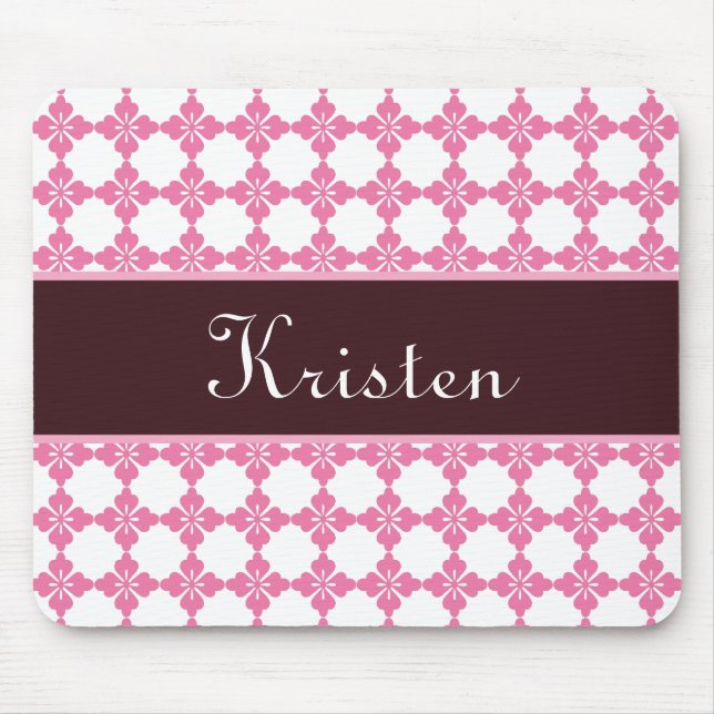 Pink And Brown Personalized Mousepad (Front)