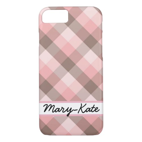 Pink and Brown Plaid iPhone 87 Case