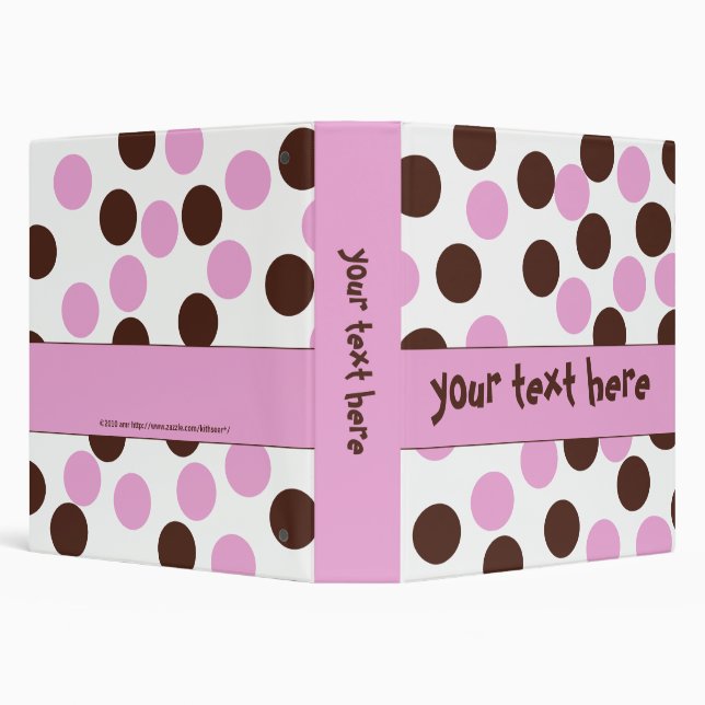 Pink and Brown Polka Dot Binder 1.5" size (Background)