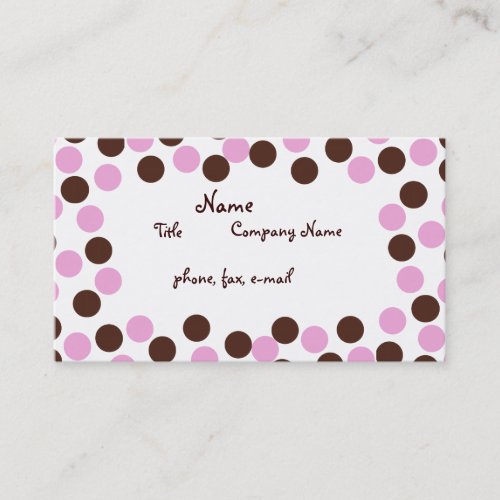 Pink and Brown Polka Dot Business Card