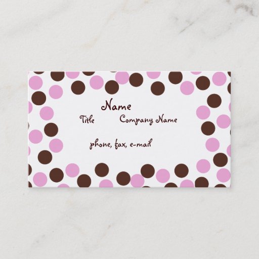 Customizable Pink and Brown Polka Dot Business Card