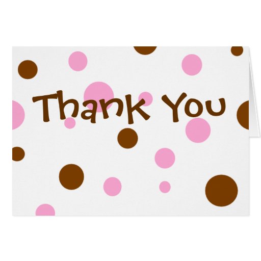 Pink and Brown Polka Dot Thank You Cards | Zazzle