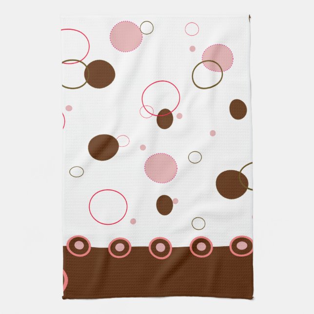 Pink and Brown Polka Dots Towel (Vertical)
