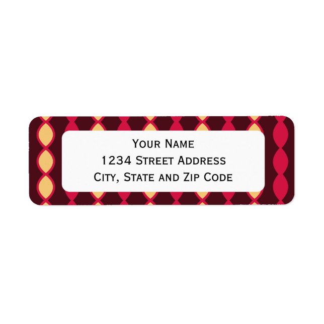 Pink and Brown Retro 70's Pattern Label (Front)